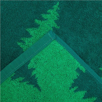 Полотенце новогоднее махровое FOREST SPRUCE , размер 50х90см, цвет зелёный, 360гр/м, 100% хлопок