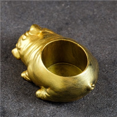 Фигурное кашпо "Песик лежит" состаренное золото, 12х8х5см