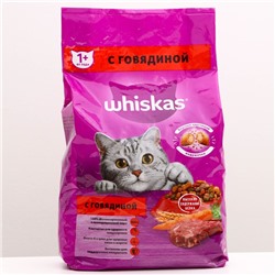 Сухой корм Whiskas для кошек, подушечки, паштет с говядиной,  1900 гр