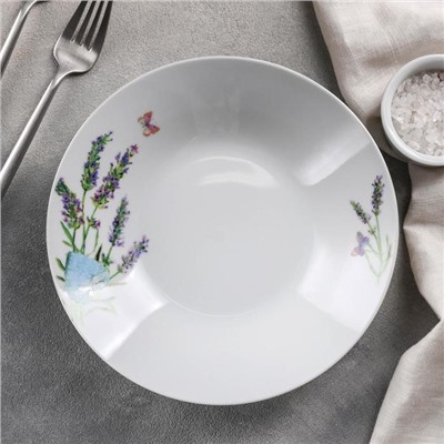 Тарелка суповая Доляна «Лаванда»,550 мл, d=20,5 см, цвет белый