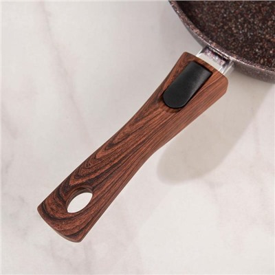 Сковорода Granit ultra red, d=26 см, съёмная ручка, стеклянная крышка, антипригарное покрытие, цвет коричневый