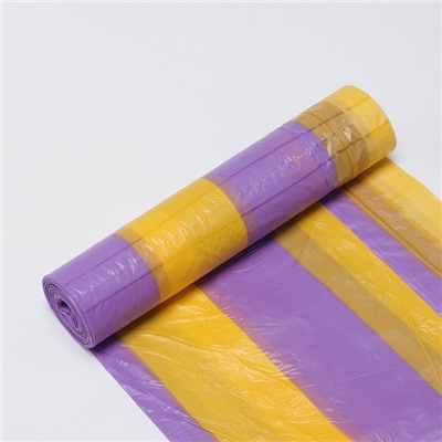 Мешки для мусора «ПОЛОСАТИКИ», 60 л, с завязками, 58×68, 10 мкм, ПСД, 15 шт/уп, цвет фиолетовый, жёлтый
