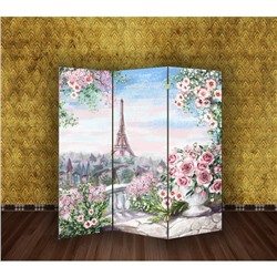 Ширма "Картина маслом. Розы и Париж", 160 × 150 см