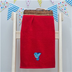 Махровое полотенце "Птица", размер 30х60 см, цвет красный