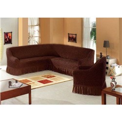 Комплект чехлов на мебель угловой диван и кресло шоколад