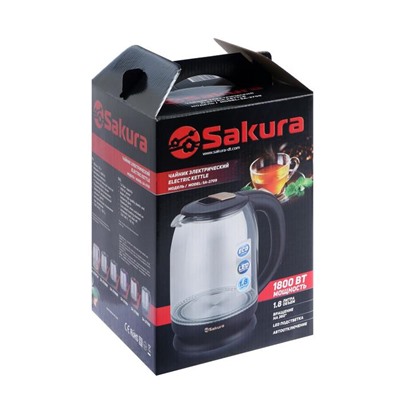 Чайник электрический Sakura SA-2709CW, стекло, 1.8 л, 1800 Вт, бежевый