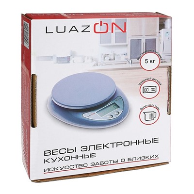 Весы LuazON LVK-501, электронные, кухонные, до 5 кг, белые (не в комплекте)