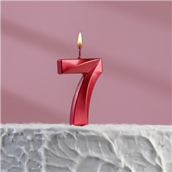 Свеча в торт на шпажке «‎Грань», цифра "7", 5 х 3.5 см, красная