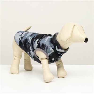 Куртка для собак двухсторонняя с принтом, размер 10 (ДС 25 см, ОГ 34 см, ОШ 24 см), серая