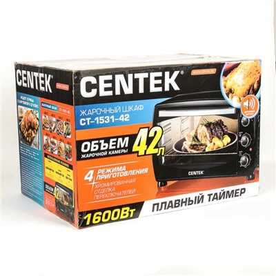 Мини-печь Centek CT-1531-42, 1600 Вт, 42 л, чёрная