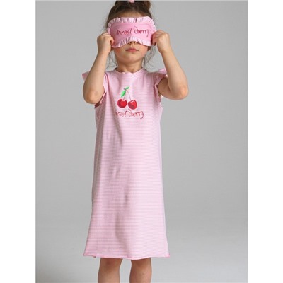 Сорочка ночная трикотажная и маска для сна для девочки, рост 104 см