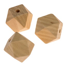 Бусины деревянные многогранники 25х25 мм (набор 3 шт) без покрытия