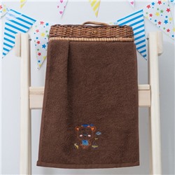 Махровое полотенце "Моряк медвежонок", размер 30х60 см, цвет коричневый