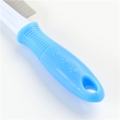 Расчёска "Комфорт" с частыми зубьями, нескользящая ручка, 21 х 3,5 см, голубая