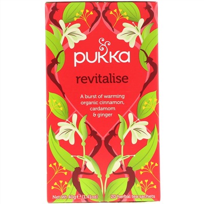 Pukka Herbs, Восстанавливающее средство, чай с натуральной корицей, кардамоном и имбирем, 20 пакетиков, 1.41 унций (40 г)