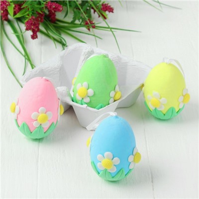 Яйца для декорирования «Цветочки с бабочками», набор 4 шт, размер 1 шт: 6×4 см