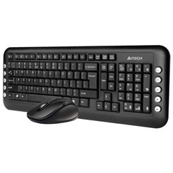 Комплект клавиатура и мышь A4 V-Track 7200N, беспроводной, мембранный, 2000 dpi, USB,черный