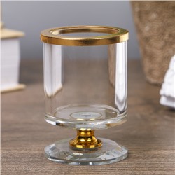 Подсвечник стекло на 1 свечу "Золотая полоса" 8х5,2х5,2 см