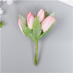 Цветы для декорирования "Заснеженные розовые тюльпаны" 1 букет=6 цветов 14 см