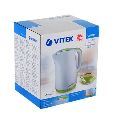 Чайник электрический Vitek VT-1175 G, 2200 Вт, 1.7 л, белый