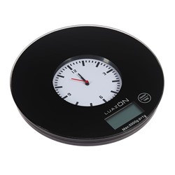 Весы электронные кухонные LuazON LVK-703 до 5 кг, круглые, стекло, черные