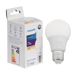Лампа светодиодная Philips Ecohome Bulb 830, E27, 7 Вт, 3000 К, 500 Лм, груша