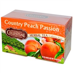 Celestial Seasonings, травяной чай, Country Peach Passion, без кофеина, 20 чайных пакетиков, 41 г (1,4 унции)