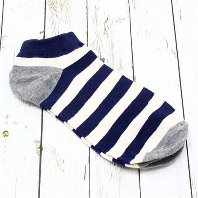 Короткие носки р.40-45 Blue series "Double solid" Сине-белая полоска