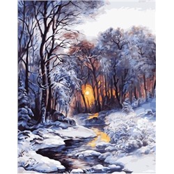 Картина по номерам 40х50 - Речка в зимнем лесу