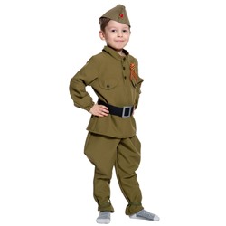 Карнавальный костюм «Солдатик в галифе», гимнастёрка, ремень, брюки, пилотка, р. 28-30, рост 92-110 см
