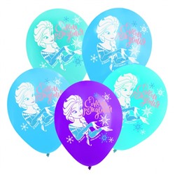 Воздушные шары цветные "С Днем Рождения", Холодное Сердце, 12 дюйм (набор 5 шт)