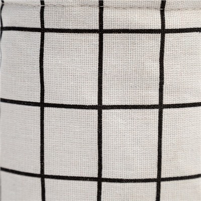 Кашпо текстильное Этель "Клетка", цв. белый, 18х15х18 см