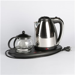 Чайник электрический Irit IR-1502, металл, 1.8 л, 1500 Вт, заварник 0.8 л, серебристый