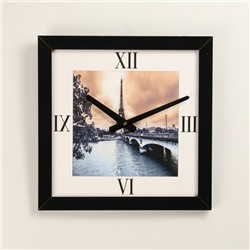 Часы-картина настенные, серия: Город, "Эйфелева Башня", 33 х 33 см