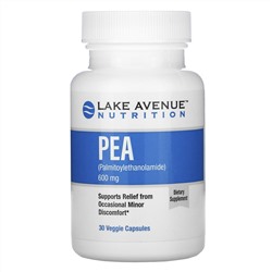 Lake Avenue Nutrition, ПЭА (пальмитоилэтаноламид), 600 мг в 1 порции, 30 растительных капсул