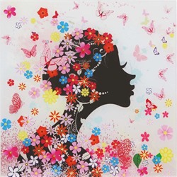 Картина на стекле "Девушка в цветах (незабудки)"  30*30см