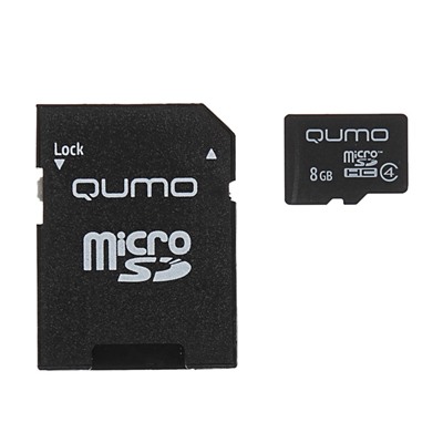 Карта памяти microSDHC Qumo 8 Гб class 4, с адаптером