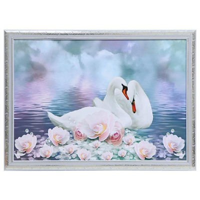 Картина "Лебеди в цветах" 56*76 см МИКС