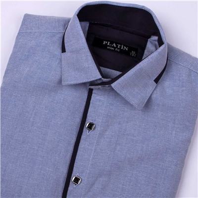Рубашка Platin Slim fit синего цвета короткий рукав для мальчика