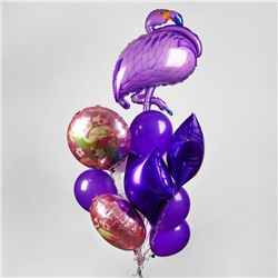 Букет из шаров "Фламинго", фольга, латекс, набор 16 шт, цвет фиолетовый