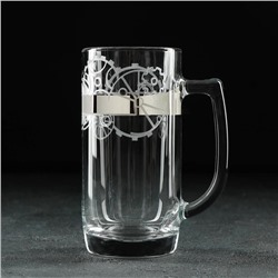 Кружка для пива «Стимпанк», 330 мл, с гравировкой и напылением, цвет серебряный