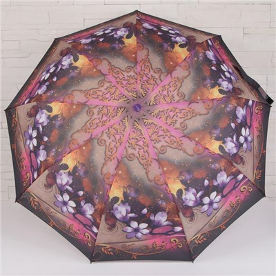 Зонт полуавтоматический, 3 сложения, 9 спиц, R = 50 см, цвет МИКС