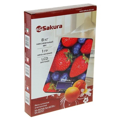 Весы кухонные Sakura SA-6075T, до 8 кг, электронные, томаты