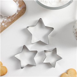 Набор форм для вырезания печенья Доляна «Остроконечная звезда», 3 шт, 6,5×5,5×1,5 см