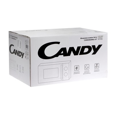 Микроволновая печь Candy  CMW20SMWLI-07, 700 Вт, 20 л, 6 режимов, бело-чёрная