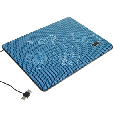 Подставка для охлаждения ноутбука с LED подсветкой, 2 кулера, провод 40 см, синяя