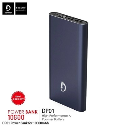 Портативный аккумулятор DENMEN DP01 10000 mAh (синий)