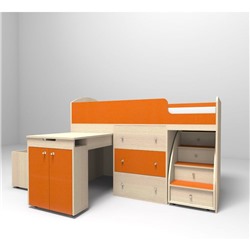 Кровать-чердак Ярофф Малыш 800x1800 дуб молочный оранжевый