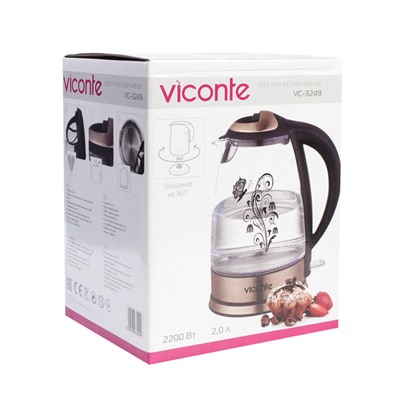 Чайник электрический Viconte VC-3249, 2200 Вт, 2 л, черный