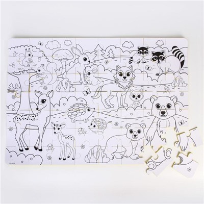 Развивающий коврик - пазл, раскраска «Мамы и малыши», 60х90 см, 56 деталей